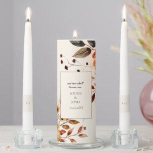 Elegant Autumn Botanical Wedding Ceremony Unity Candle Set