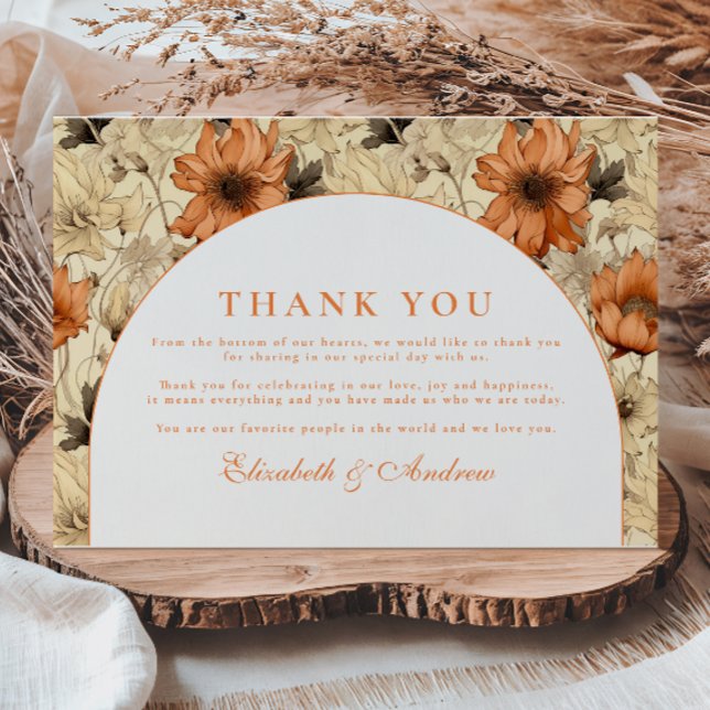 Elegant Autumn Botanical Wedding Thank You Card (Creator Uploaded)
