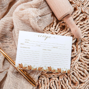 Elegant Autumn Bridal Shower Recipe Card