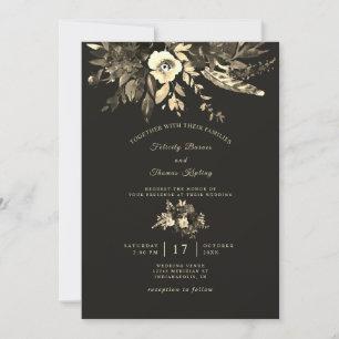 Elegant Autumn Browns Boho Fall Wedding Invitation