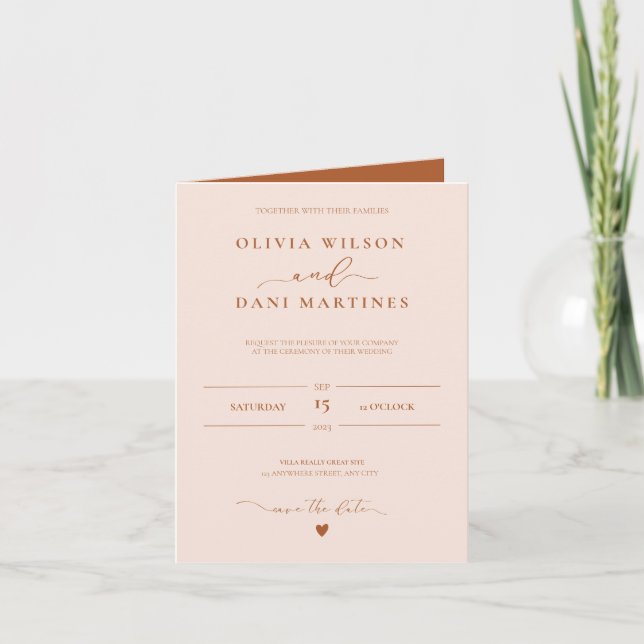 Elegant Autumn Color Wedding  Invitation (Front)