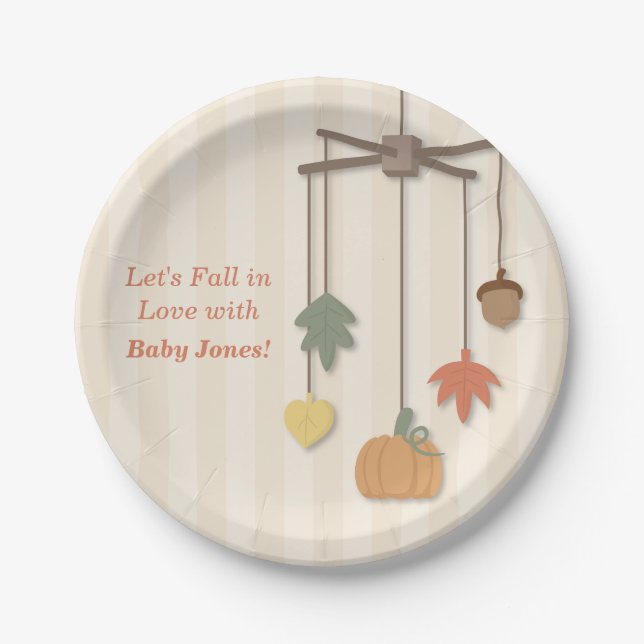 Elegant Autumn Fall Baby Shower Supplies Paper Plates (Front)