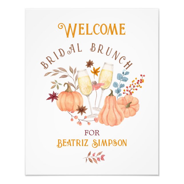 Elegant Autumn Fall Bridal Shower Photo Print (Front)