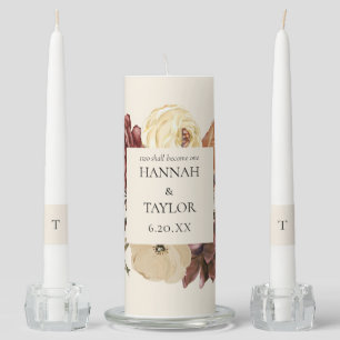 Elegant Autumn Fall Floral Flap Wedding Ceremony Unity Candle Set