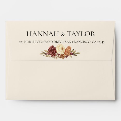 Elegant Autumn Fall Floral Flap Wedding Envelope