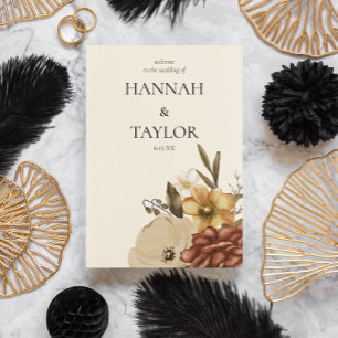 Elegant Autumn Fall Floral Flap Wedding Program