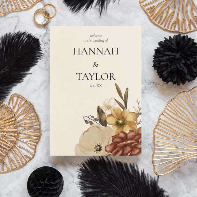 Elegant Autumn Fall Floral Flap Wedding Program (Creator Uploaded)