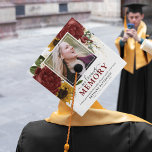 Elegant Autumn Fall Floral Photo Memorial Graduation Cap Topper<br><div class="desc">Wear this beautiful 'In loving memory' graduation cap topper to honor a loved one who can not be with you at your graduation. Design features gorgeous watercolor autumn florals with other botanical foliage, a square framed picture of your friend or family member, the text 'I know you would be here...</div>