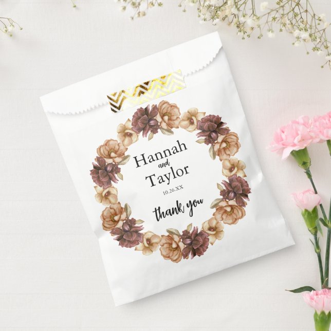 Elegant Autumn Fall Floral Wedding Favor Bag (Sealed)