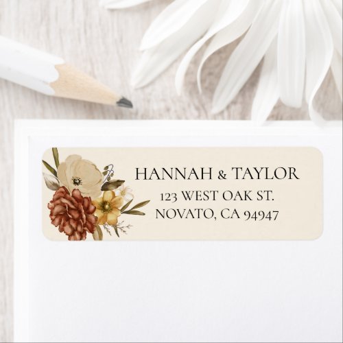 Elegant Autumn Fall Floral Wedding Return Address Label