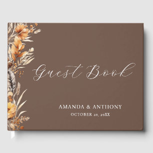 Elegant Autumn Fall Flower Wedding Guest Book