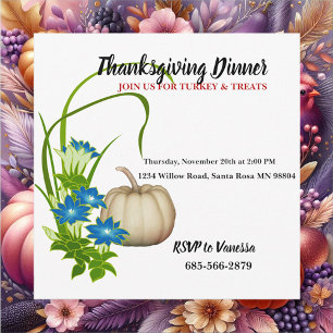 Elegant Autumn Fall Foliage Pumpkin Thanksgiving Invitation