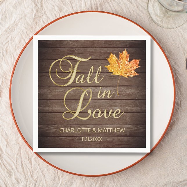 Elegant Autumn Fall in Love Rustic Country Wedding Napkins (Elegant Autumn Fall in Love Rustic Country Wedding Napkins)
