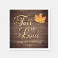 Elegant Autumn Fall in Love Rustic Country Wedding Napkins