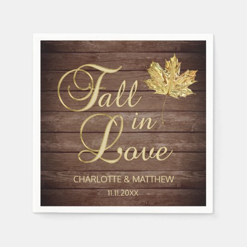 Elegant Autumn Fall in Love Rustic Country Wedding Paper Napkins