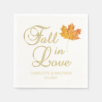 Elegant Autumn Fall In Love White Color Wedding Napkins by UniqueWeddingShop at Zazzle