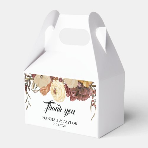 Elegant Autumn Fall Watercolor Floral Wedding Favor Boxes