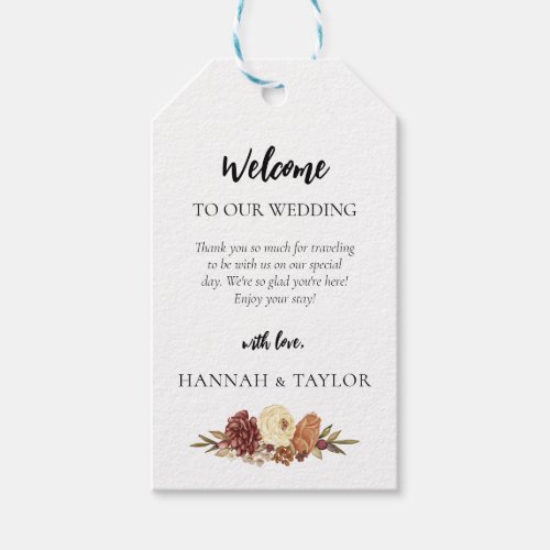Elegant Autumn Fall Watercolor Floral Wedding Gift Tags