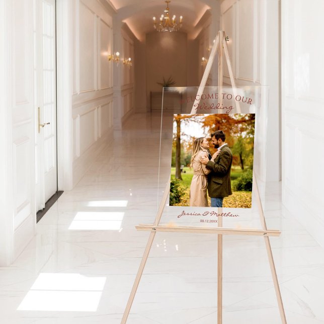 Elegant Autumn Fall Watercolor Photo Welcome Acrylic Sign (Creator Uploaded)