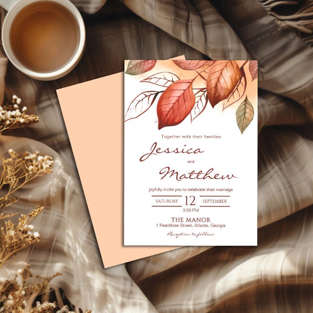 Elegant Autumn Fall Watercolor Terracotta Floral  Invitation (Creator Uploaded)