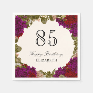 Elegant Autumn Floral 85th Birthday Napkins