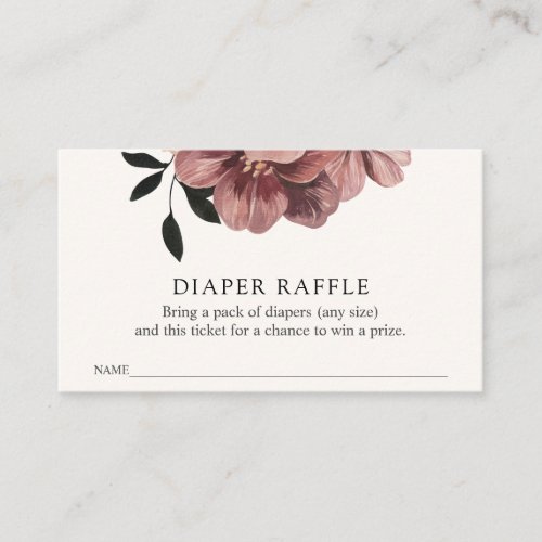 Elegant Autumn Floral Baby Diaper Raffle Ticket  Enclosure Card