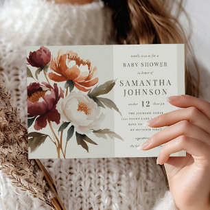 Elegant Autumn Floral Baby Shower Invitation