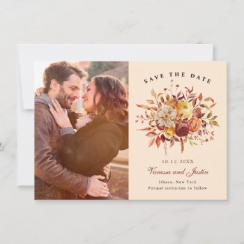 Elegant Autumn Floral Bouquet Save The Date by marlenedesigner at Zazzle