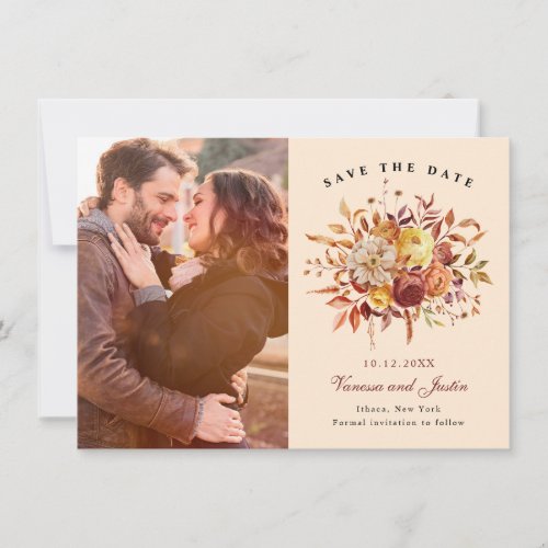 Elegant Autumn Floral Bouquet Save the Date