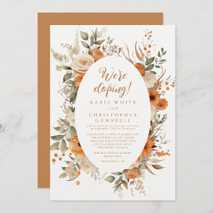 Elegant Autumn Floral Burnt Orange Elopement Party Invitation