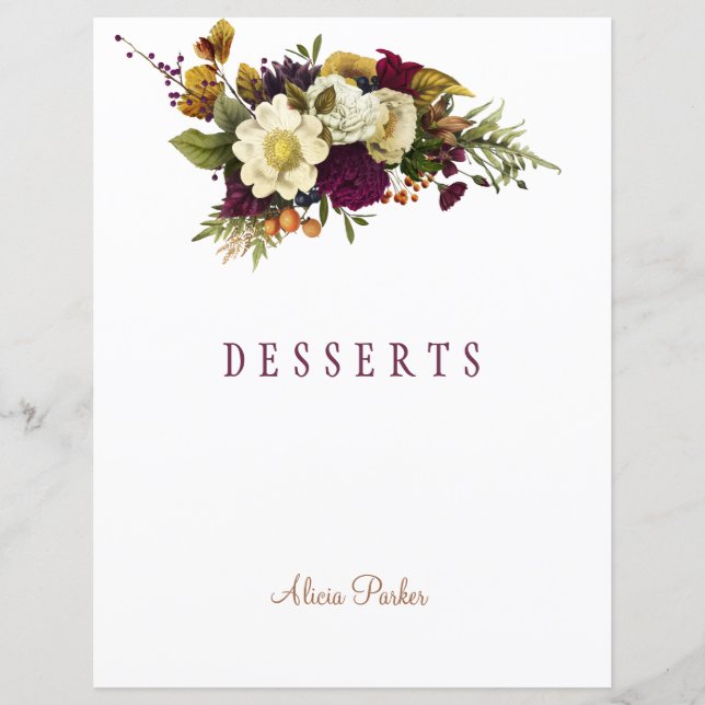 Elegant autumn floral chic script cookbook divider (Front)