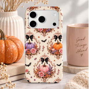 Elegant Autumn Floral Damask Halloween Pumpkin iPhone 17 Pro Case