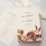 Elegant Autumn Floral Earth Tones Wedding Ceremony Program<br><div class="desc">This lovely wedding ceremony program features a border of watercolor flowers in beautiful autumn tones on a lovely ivory color background. Together these elements create an rustic yet elegant wedding program that would be perfect for a romantic wedding any time of the year. This design coordinates with our Elegant Autumn...</div>