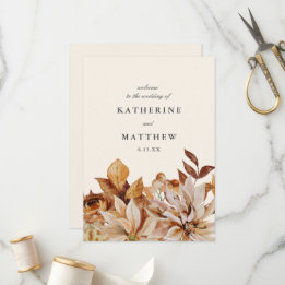 Elegant Autumn Floral Earth Tones Wedding Program