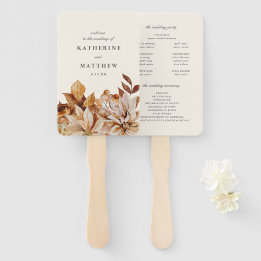 Elegant Autumn Floral Earth Tones Wedding Program Hand Fan