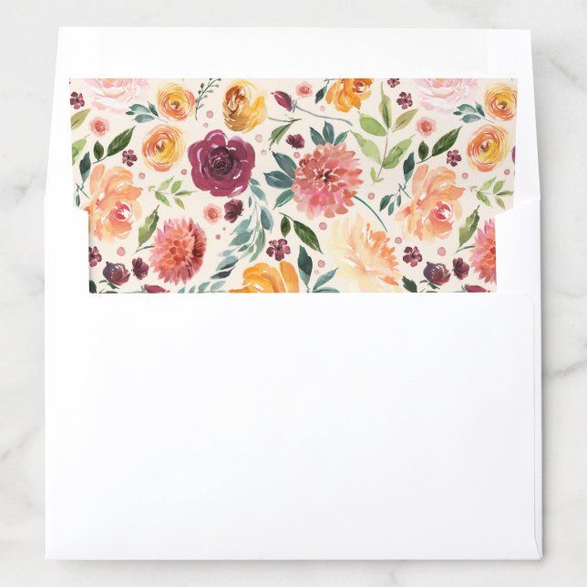 Elegant Autumn Floral Envelope Liner (In Envelope)