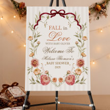 Elegant Autumn Floral Fall In Love Baby Shower 