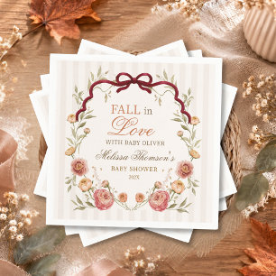 Elegant Autumn Floral Fall In Love Baby Shower Napkins