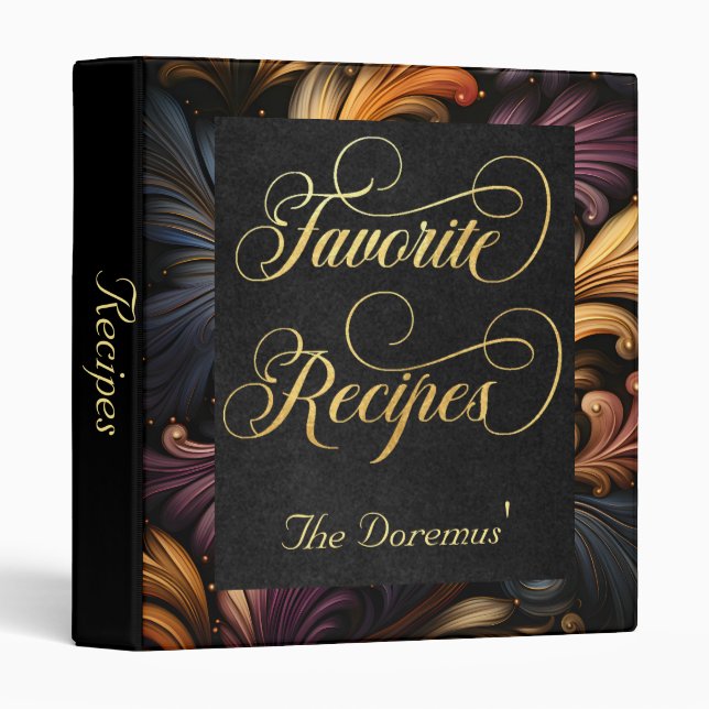 Elegant Autumn Floral Favorite Recipe Binder (Front/Spine)