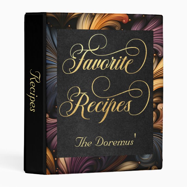Elegant Autumn Floral Favorite Recipe Mini Binder (Front/Spine)