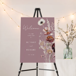 Elegant Autumn Floral Mauve Wedding Welcome Sign