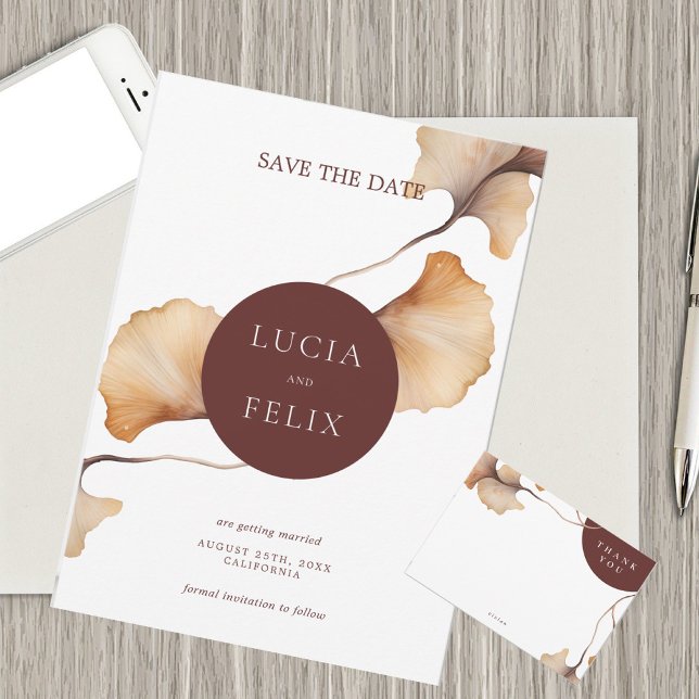 Elegant Autumn Floral Minimalist Save The Date (Creator Uploaded)