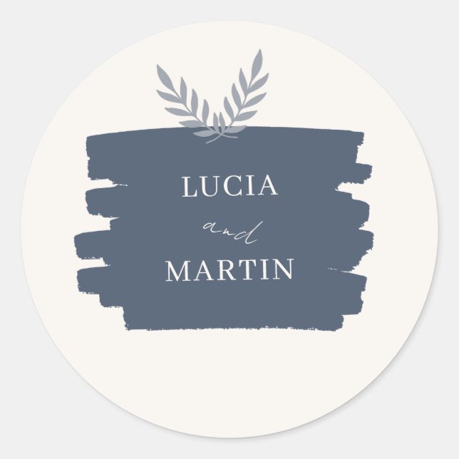 Elegant Autumn Floral Minimalist Wedding Classic Round Sticker (Front)