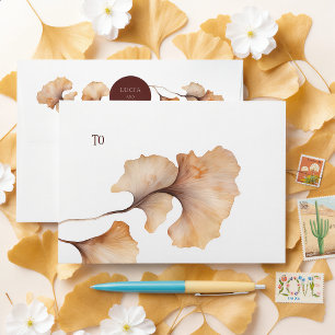 Elegant Autumn Floral Minimalist Wedding Envelope