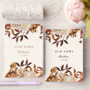 Elegant Autumn Floral Neutral Wedding  Foil Vow Books