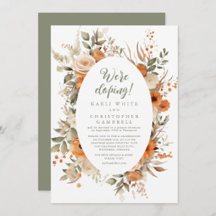 Elegant Autumn Floral Orange Sage Elopement Party Invitation