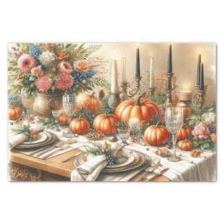 Elegant Autumn Floral Pumpkin Decoupage 