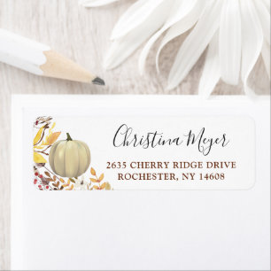 Elegant Autumn Floral Pumpkin Return Address Label