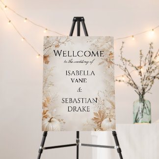 Elegant Autumn Floral & Pumpkin Wedding Welcome Foam Board