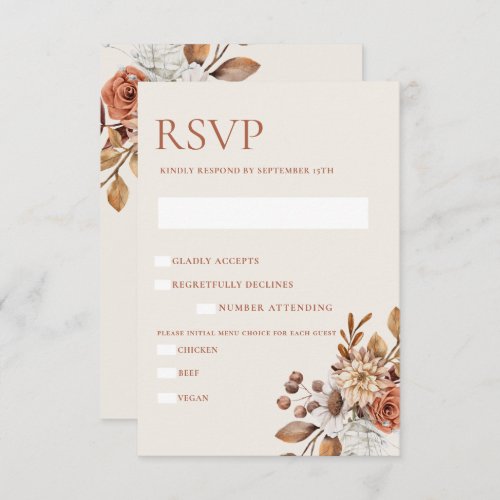 Elegant Autumn Floral RSVP Enclosure Card